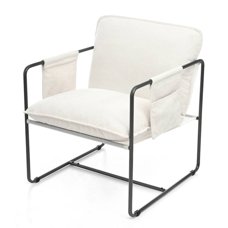 2 Sets 1 Case, Upholstered hanging armchair with arm pocket metal frame