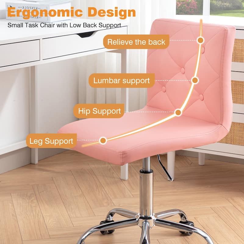 Javlergo Armless Office Desk Chair PU Leather Mid-Back Adjustable Height 360° Rolling Swivel 10 Colors Available Office Chair