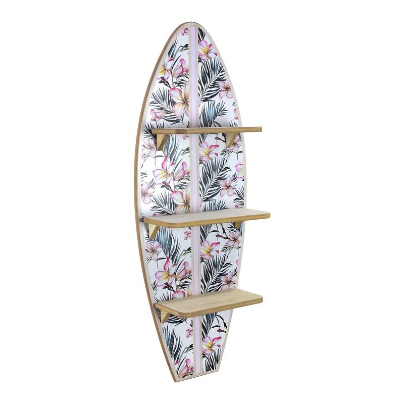 American Art Decor Surfboard Wall Shelf Coastal Beach Themed Decorative Wall Art Storage for Home or Office