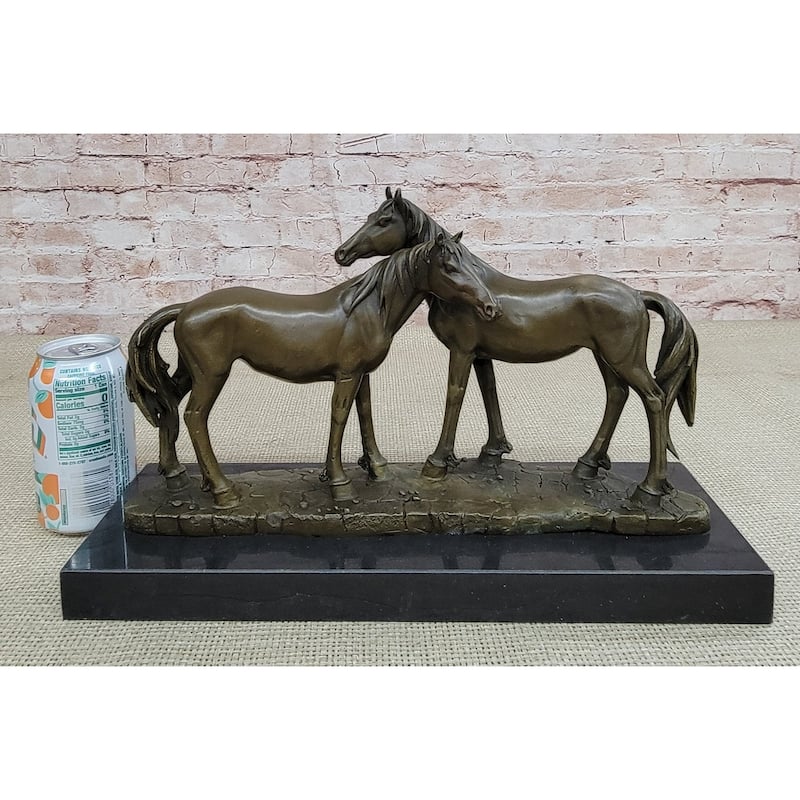 Necking Horses Bronze Sculpture Statue Equestrian Barn Stables Farmhouse Decor