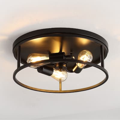 SAFAVIEH Home Lighting Collection Broux 16" Modern& Contemporary Flush Mount (3-bulb) - 16" W x 16" D x 5" H
