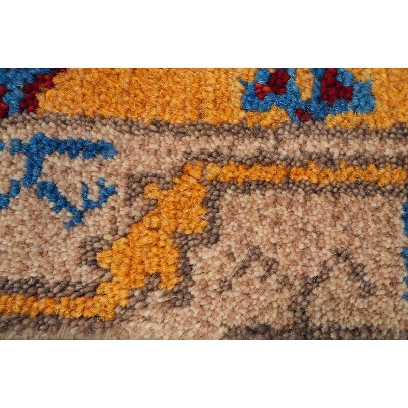 Hand Knotted Oriental 100% Wool Carpet Traditional Geometric Oranges & Rust Kazak Runner Rug - 7' 9'' X 2' 5''