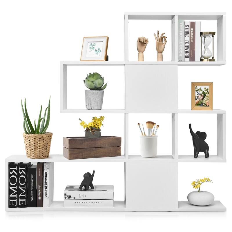 5-Tier Ladder Bookshelf with Open Shelves Modern Storage Display Rack for Home Office Living Room - 47" x 8" x 43" (L x W x H)