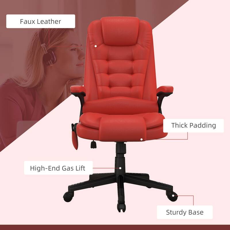 HOMCOM High Back Vibration Massage Office Chair with 6 Vibration Points, Beige