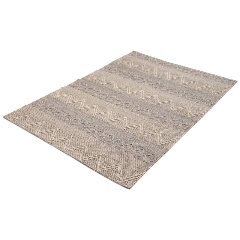 ECARPETGALLERY Braid weave Sienna Grey Wool Rug - 6'1 x 8'10