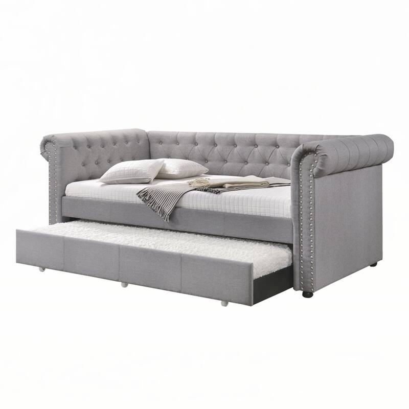 Smoke Gray Fabric Daybed with Trundle (Twin)