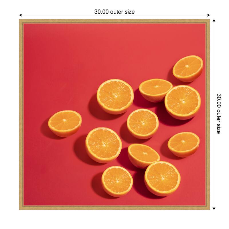Oranges by Julia Ramiro Framed Canvas Wall Art Print - 30 x 30 in