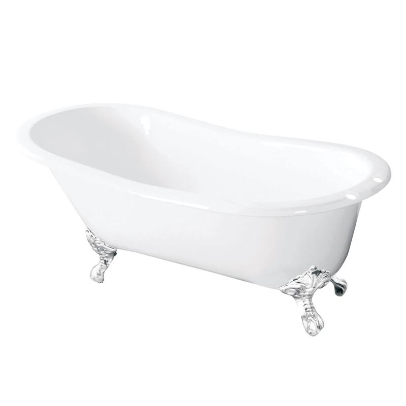 Kingston Brass Tazatina 54" Clawfoot Cast Iron Soaking Tub with - White / White
