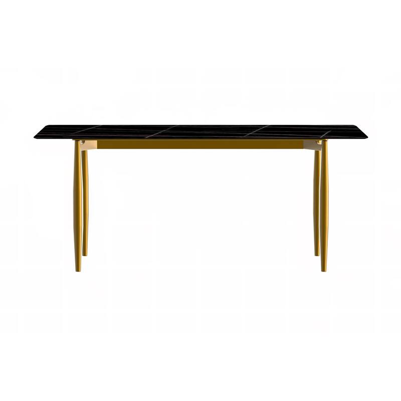 Zinti Rectangular Dining Table with Sintered Stone/Glass Top and Steel Legs