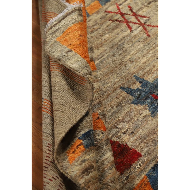 Geometric Moroccan Oriental Area Rug Hand-Knotted Wool Carpet - 5'8" x 7'6"