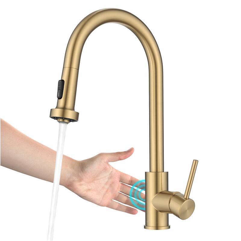 Kraus KSF-1616 Bolden 1.8 GPM Single Hole Sensor Pull Down Kitchen - Spot Free Brushed Brass