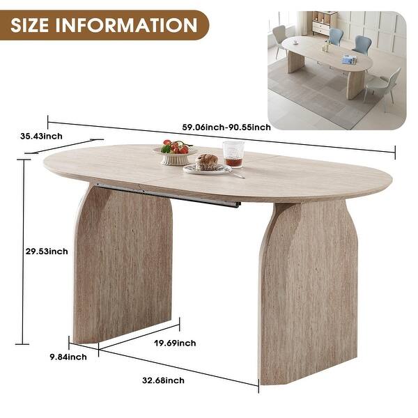 Wood Extendable Oval Dining Table With Dual-Pillar Design - Bed Bath ...