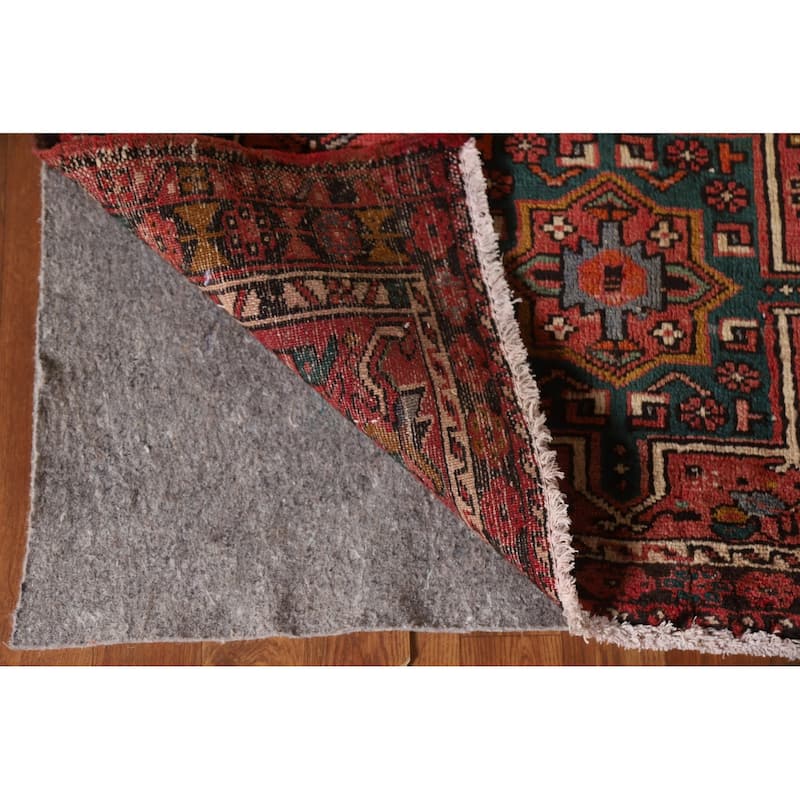 Pink Gharajeh Persian Vintage Runner Rug Handmade Tribal Wool Carpet - 3'2"x 12'9"
