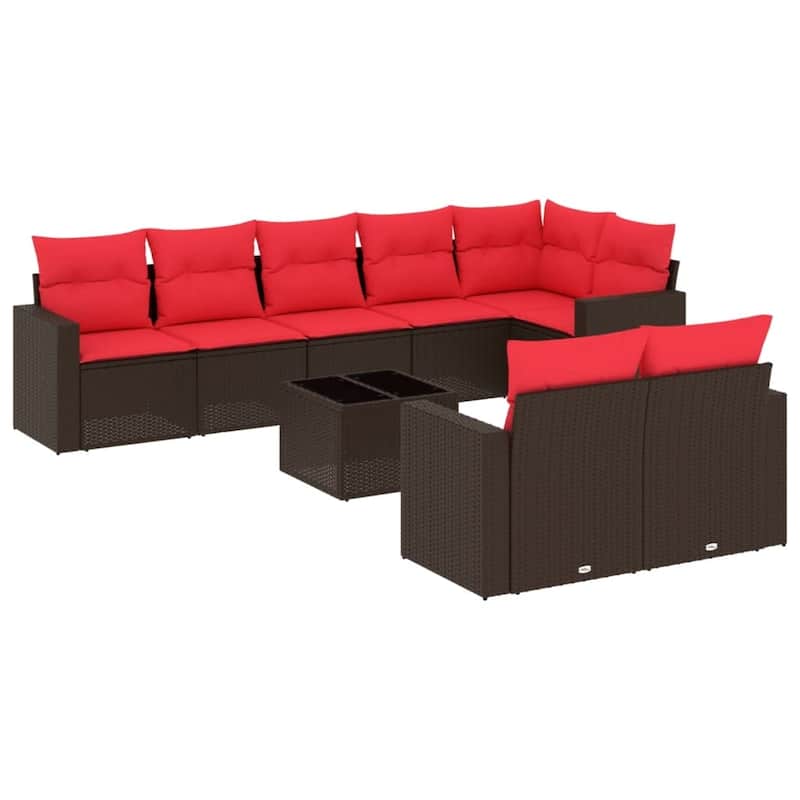 vidaXL Patio Sofa Set with Cushions Outdoor Conversation Furniture Poly Rattan