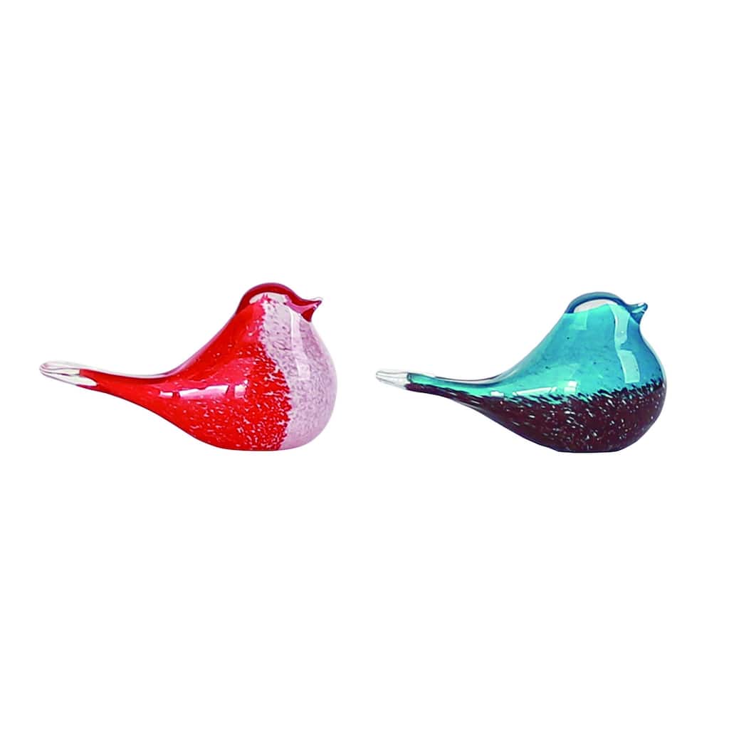 Transpac Glass Mini Red/Blue Bird Figurine Set of 2 Spring Home Decorations