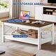 preview thumbnail 28 of 51, Moasis Farmhouse Coffee Table with Shelf, 2-Tier Center Table for Living Room