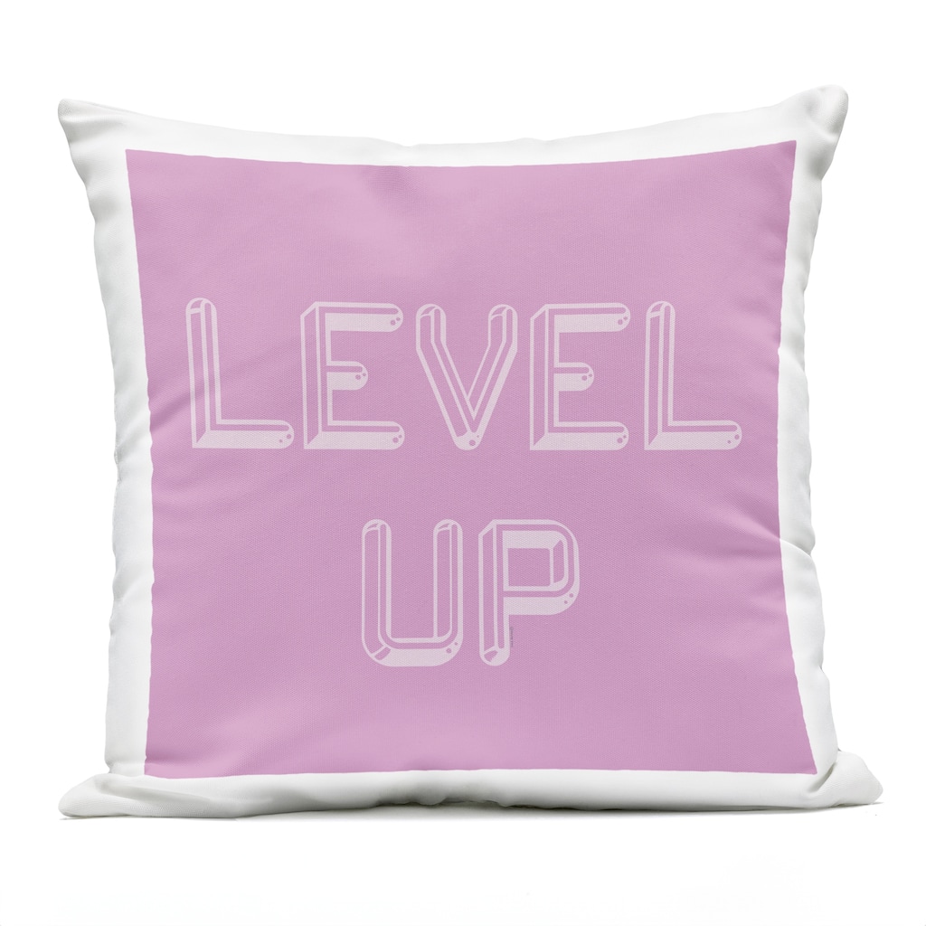 Stupell Level Up Purple & White Printed Outdoor Throw Pillow Design by Yass Naffas Designs