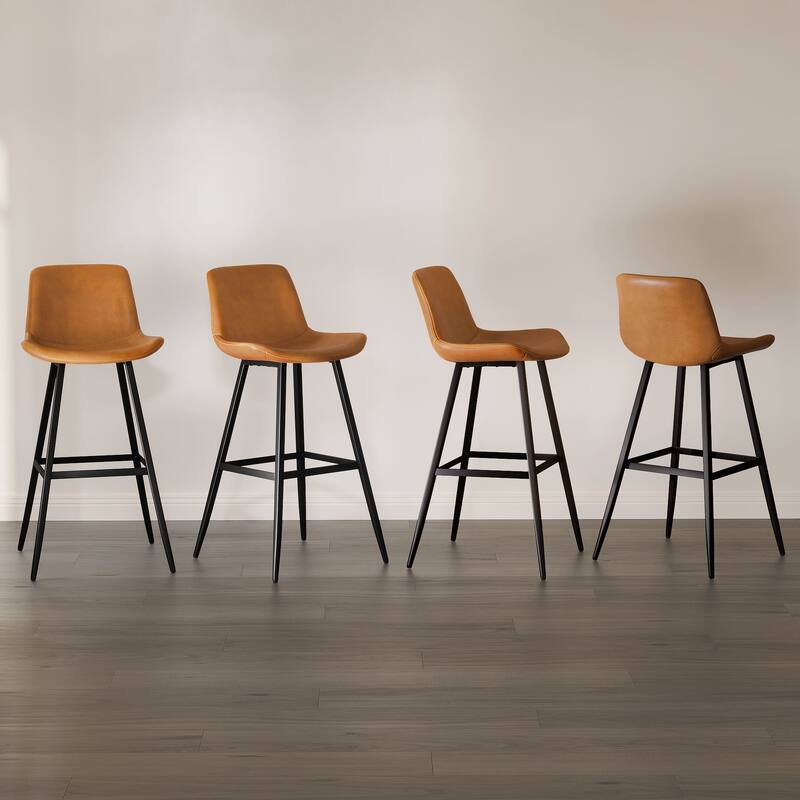 Modern Industrial Counter Stools Faux Leather Upholstered Counter Height Bar tools with Back
