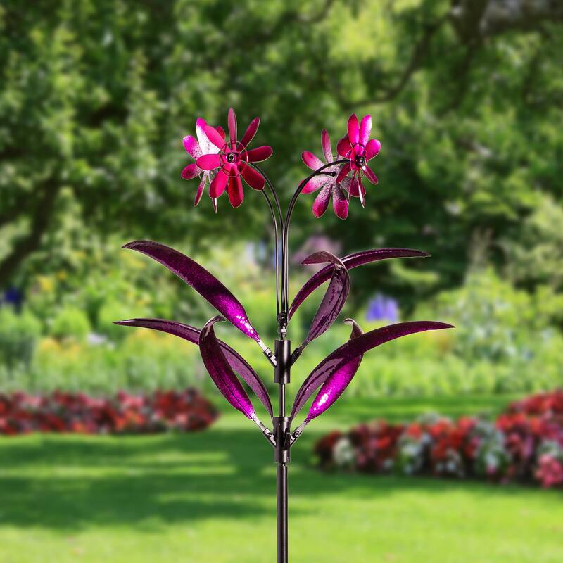 88" Metal Wind Spinner Spiral Spinning Flowers