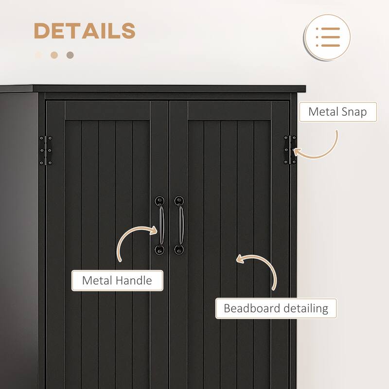 HOMCOM 4-Door Practical Storage Cabinet Multi-Storey Flexible Space Pantry w/Adjustable Shelves 2 Lower Doors, White