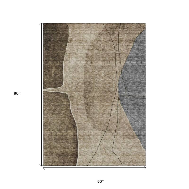 HomeRoots Abstract Transitional Rectangle Outdoor Rug