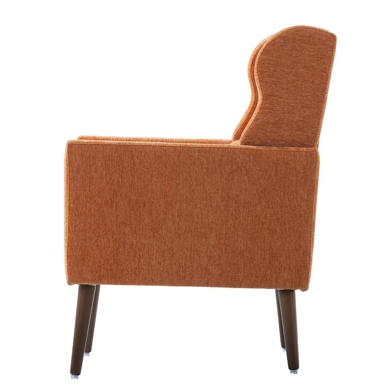 Modern Chenille Upholstered Armchair with Pillow and Solid Wood Leg