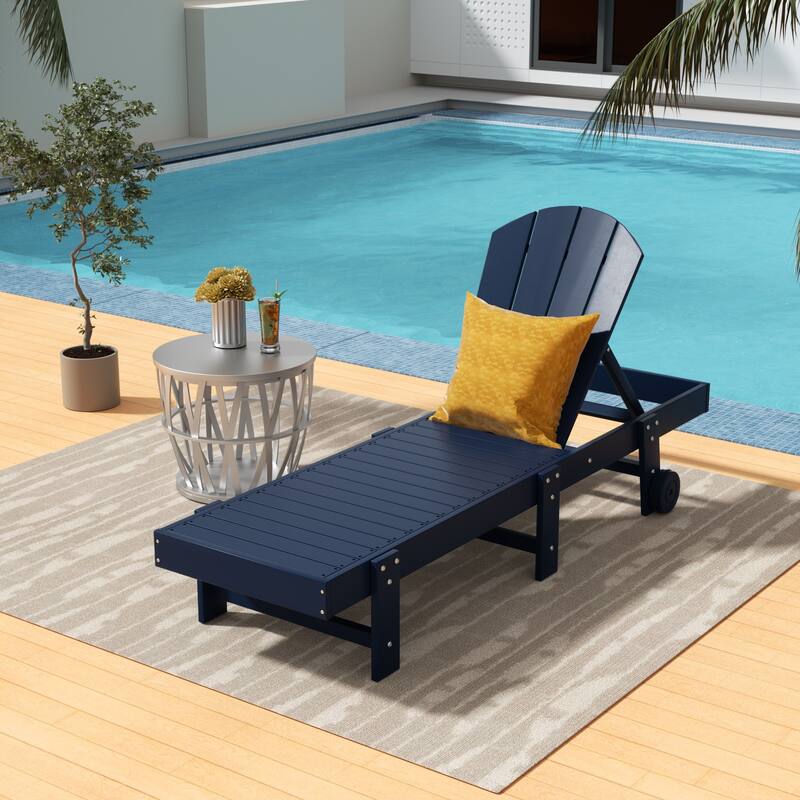 Laguna Hdpe All Weather Outdoor Patio Pool Reclining Armless Chaise Lounge With Wheels