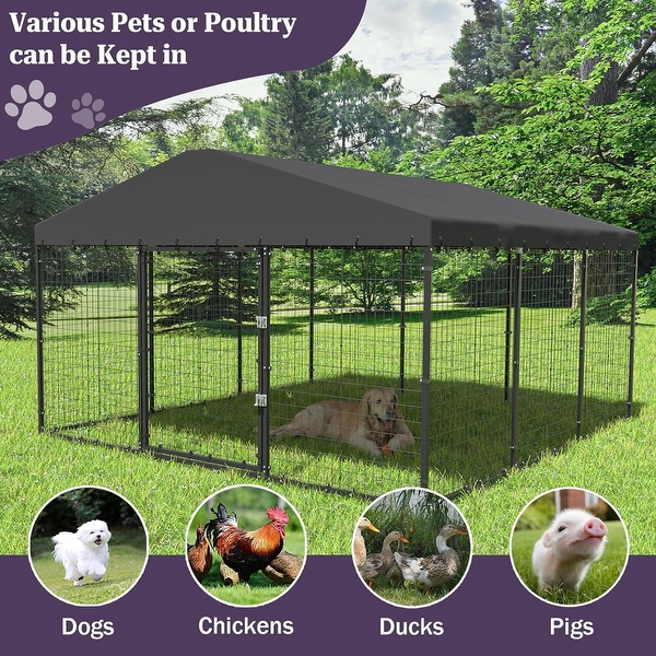 W 118 x D 118 x H 70 Large Outdoor Dog Kennel Heavy Duty Dog Cage Enclosure with Waterproof Roof On Sale Bed Bath Beyond 39004936