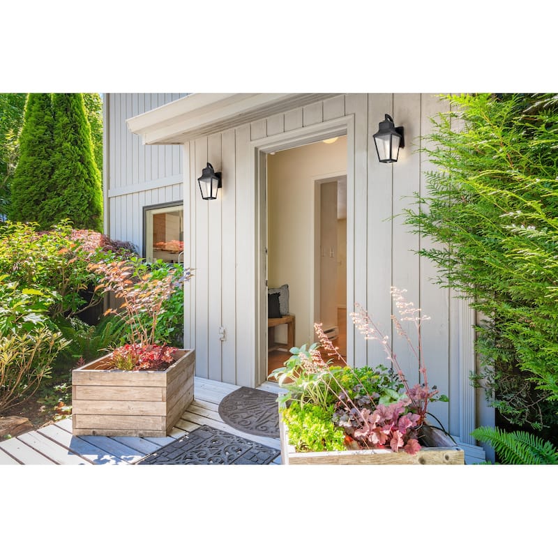 Lawrence 1 Light Small Wall Lantern Matte Black with Clear Seeded Glass