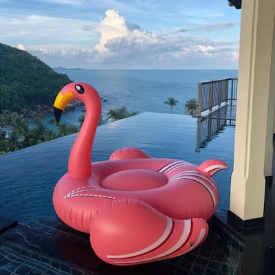 Giant inflatable flamingo swimming pool floating