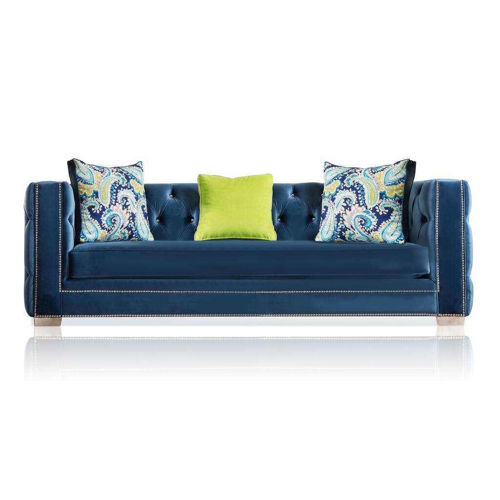 Furniture of America Lase Contemporary Velvet Upholstered Sofa