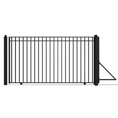 ALEKO Yard Madrid Style Steel Single Sliding 12 feet Driveway Gate Black