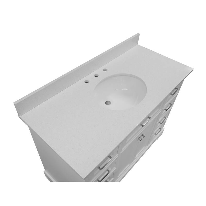 KitchenBathCollection Aria 48" Bathroom Vanity with Quartz Top