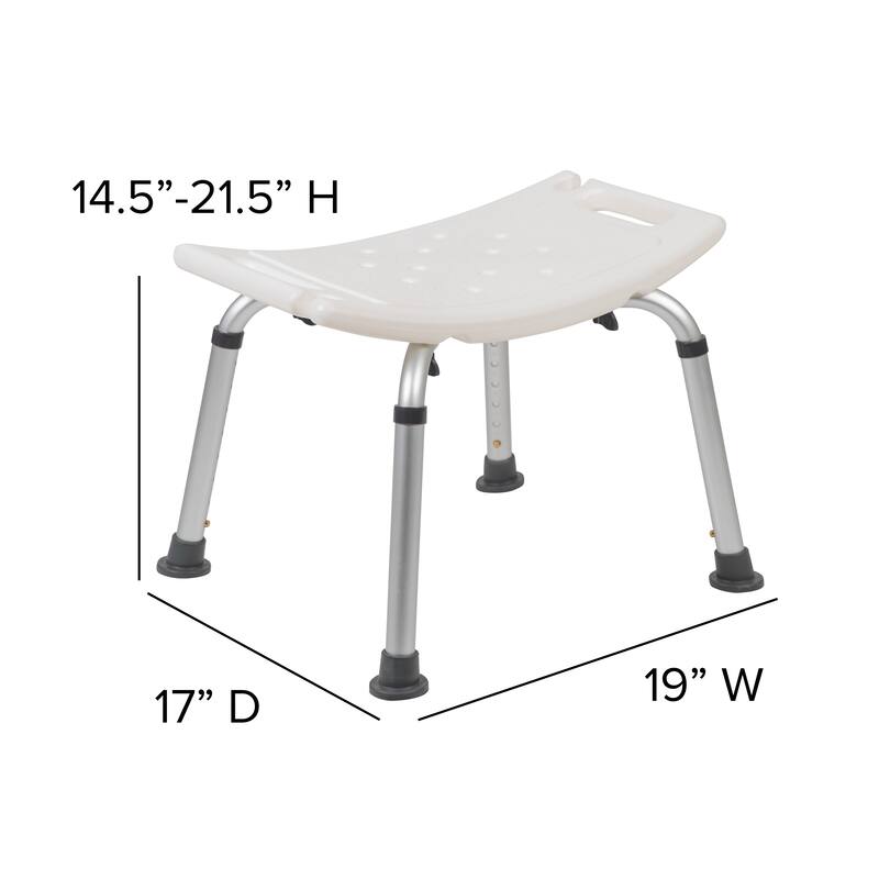 Tool-Free 300 Lb. Capacity, Adjustable Bath & Shower Chair w/Non-slip Feet - 17"D x 19"W x 14.5" - 21.5"H