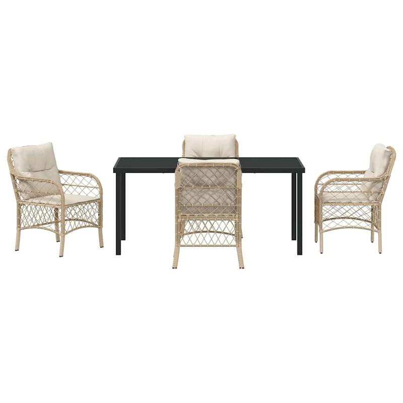 vidaXL Garden Dining Set with Cushion Poly Rattan