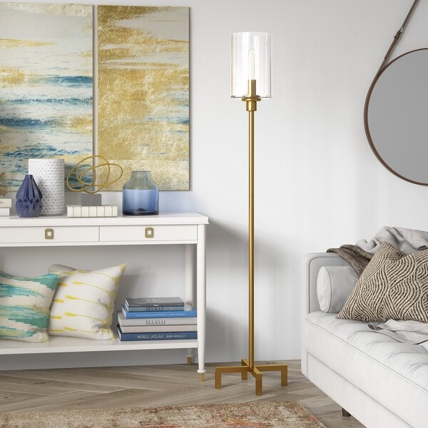Floor lamp with seeded glass shade cheap
