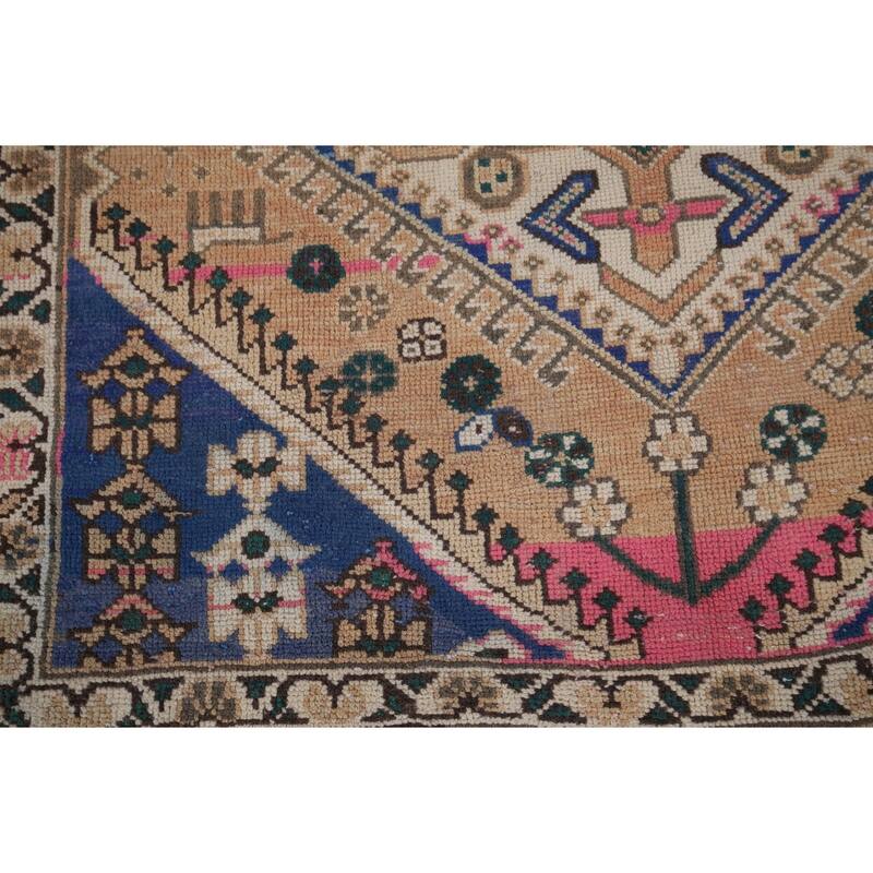 Orange Bakhtiari Persian Vintage Area Rug Handmade Wool Carpet - 5'1" x 9'9"