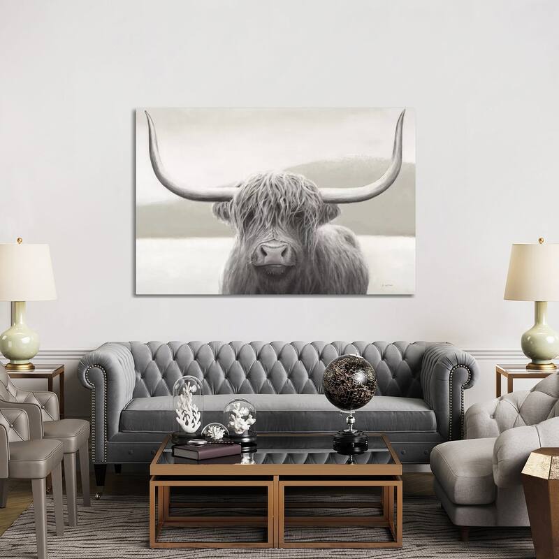 iCanvas "Highland Cow Neutral" by James Wiens Canvas Print