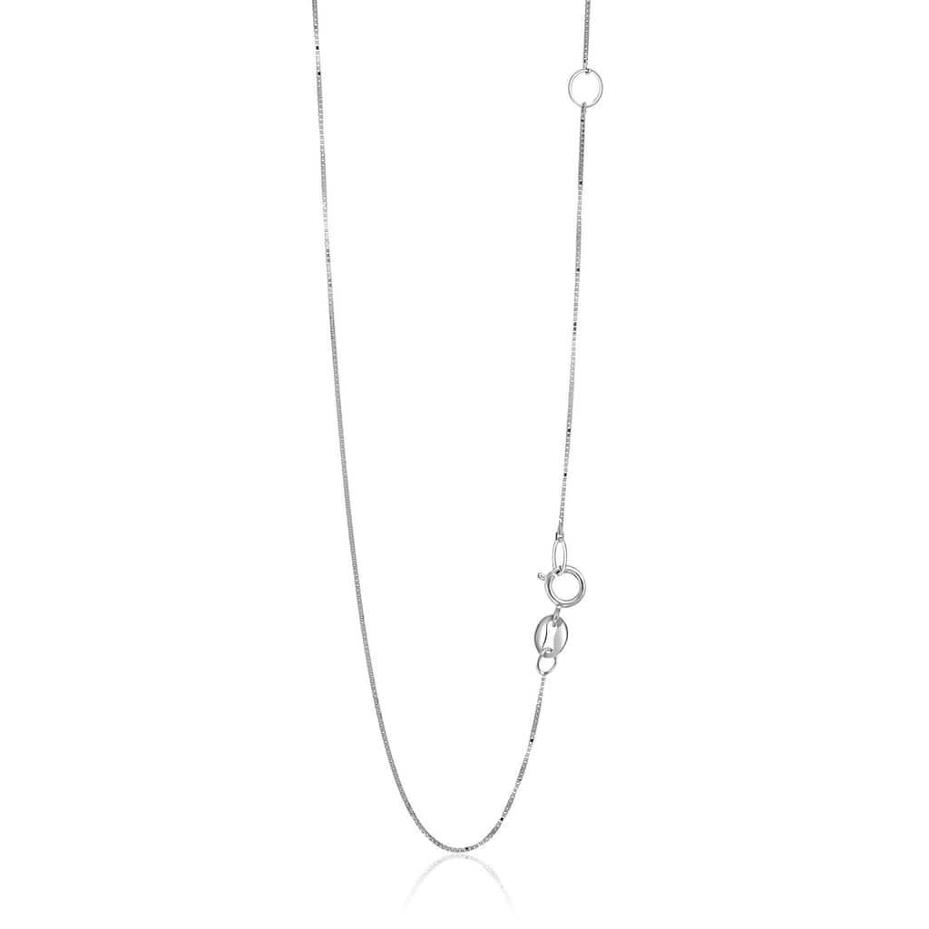 MayaMila 14k White Gold Adjustable Box Chain 0.6mm