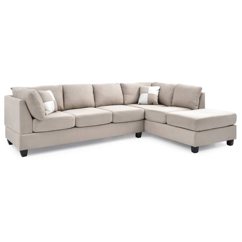 Sectional, White, Microfiber, 111x78x34 inches, 207 pounds