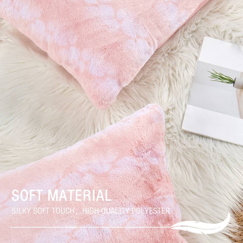 Serenta Ballys FauxFur 2 Piece Pillow Shell Set - Pink - Euro Square