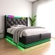 preview thumbnail 1 of 16, Twin/Full/Queen/King Upholstered Storage Bed with 360掳 LED, USB Type-C Charging, Remote/App Control, Black PU Black - Twin