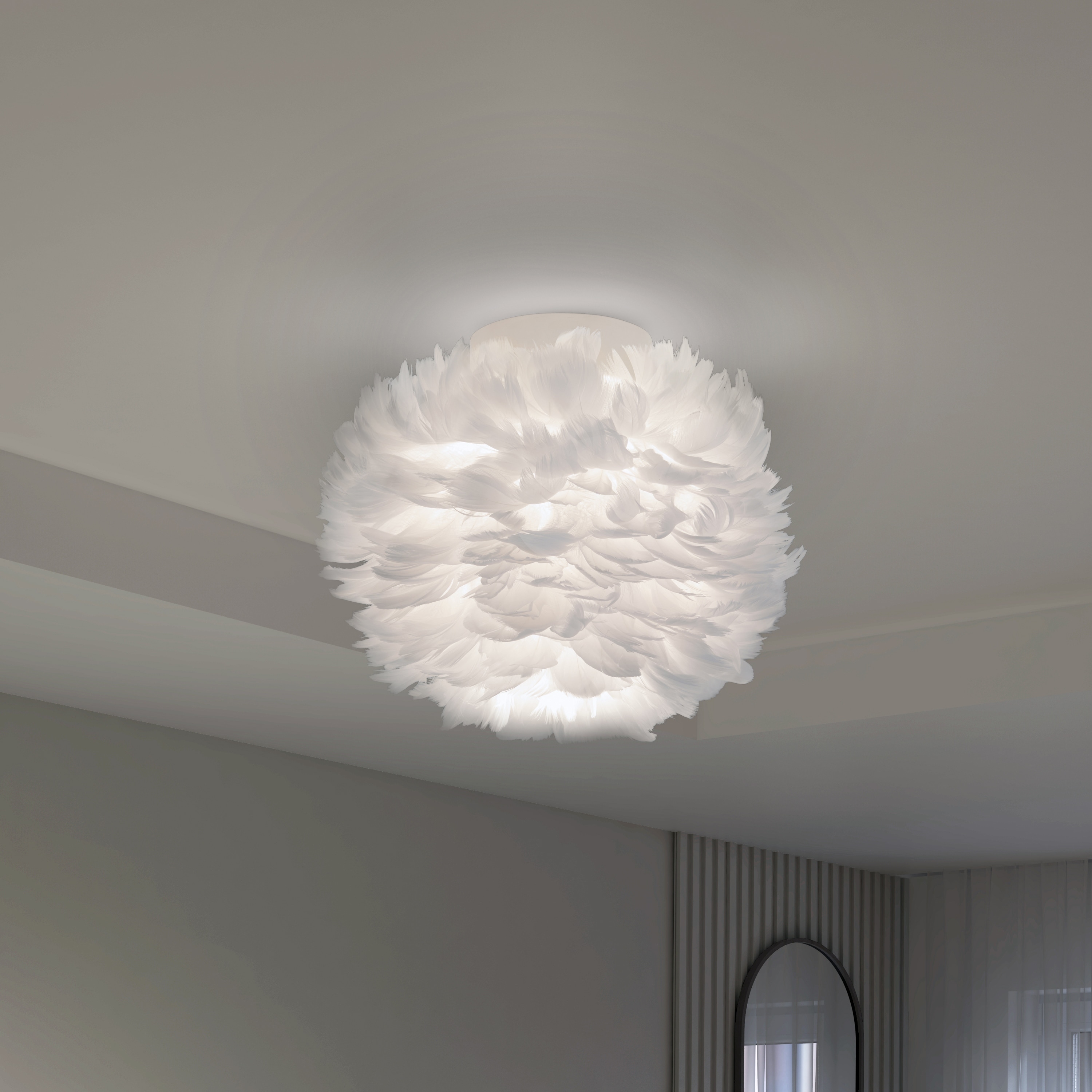 Artika Plume Modern Feather Shade Ceiling Light Fixture White