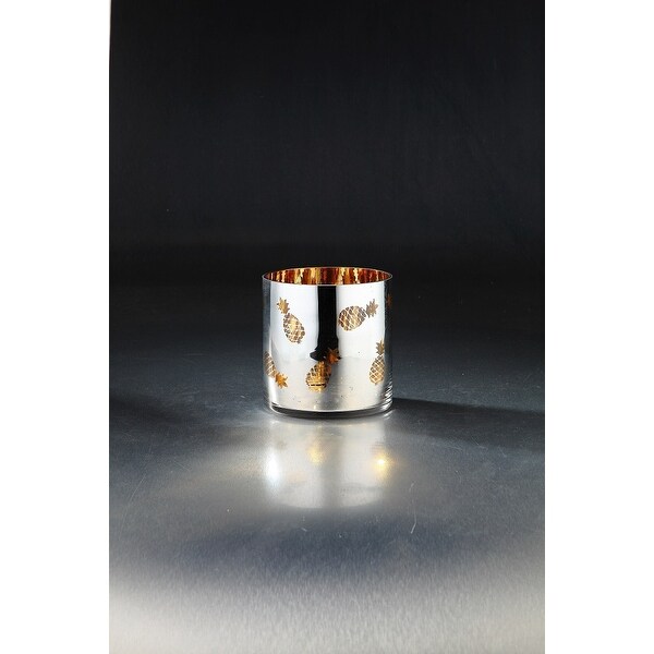 6" Silver Colored Cylindrical Glass Candle Holder - N/A