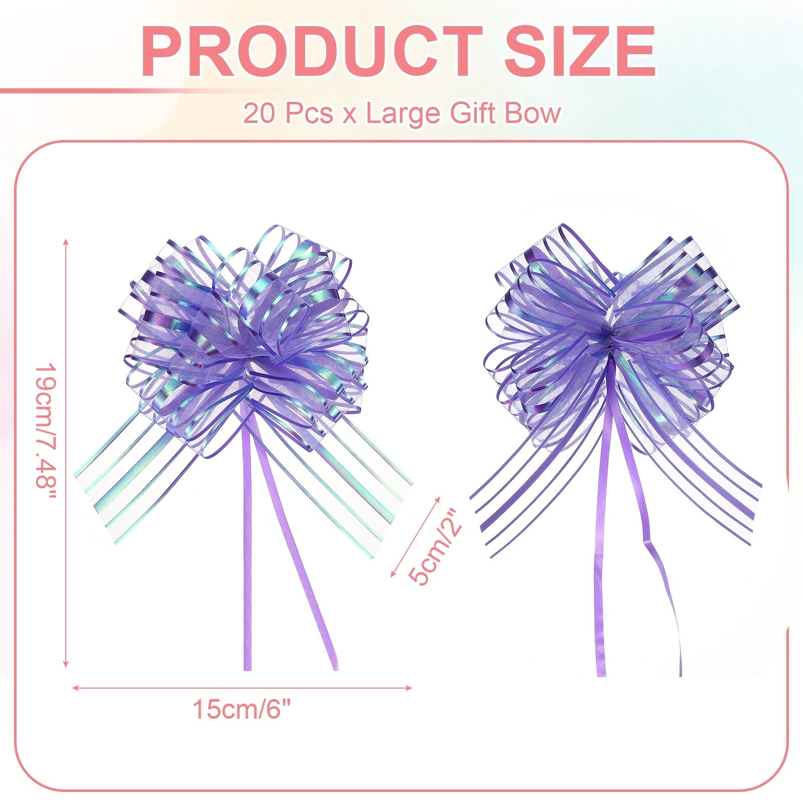 Large Gift Bow Pull Bows for Gift Wrapping - 7.5x6 Inch