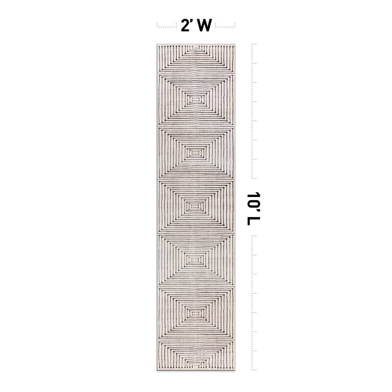 World Rug Gallery Bohemian Stripes Washable Non Slip Area Rug