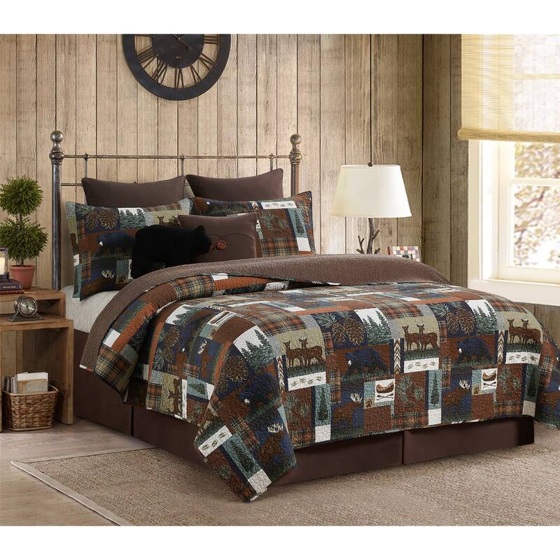 Rutherford Breeze Rustic Lodge Cotton Quilt - Reversible and Machine Washable - 3 Piece - King