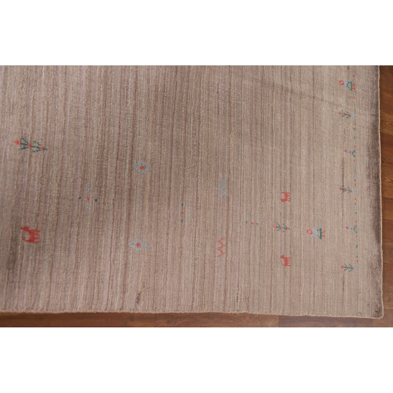 Modern Gabbeh Rug Hand-Knotted Tribal Wool Carpet - 7'11"x 9'7"