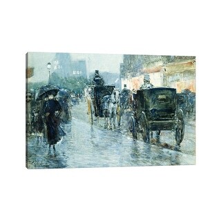 iCanvas quot Horse Drawn Cabs at Evening New York quot by Childe Hassam
