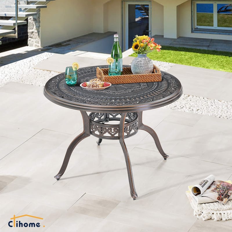 40" Outdoor Durable Cast Aluminum Construction Patio Dining Table